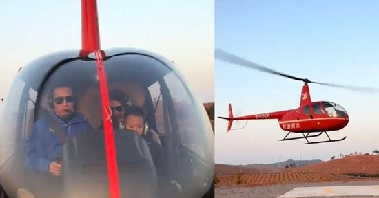 Chồng lái trực thăng đưa vợ con về quê đón Tết, 80km chỉ mất 15 phút