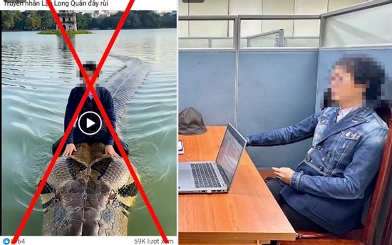 Xử phạt người dùng AI tạo video trăn khổng lồ bơi trên hồ Hoàn Kiếm