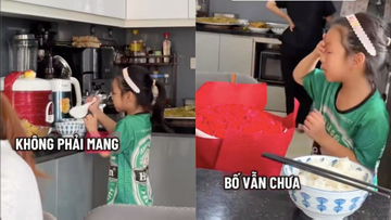 Xúc động clip con gái rượu 6 tuổi 'chống lệnh' mẹ để mang cơm cho bố đang say