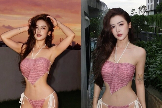 Mỹ nhân Gia Lai diện bikini hồng đào khoe dáng 