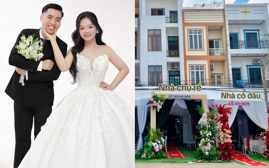 Cặp đôi chung vách ở Bắc Ninh cưới nhau, hai nhà chung rạp, rước dâu mất 10 giây