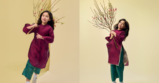 Con gái lai Tây của Hà Anh xúng xính áo dài đón Tết