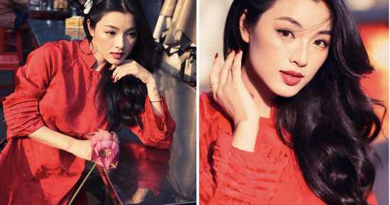 Vợ sắp cưới của nhạc trưởng Dustin Tiêu diện áo dài đỏ gây thương nhớ