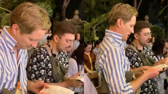 Dân mạng cười xỉu khi xem clip du khách Tây đến chùa đọc kinh làu làu