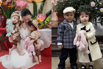 Phương Oanh đăng ảnh Tết của con, cặp song sinh 'chiếm sóng' mạng xã hội vì cực đáng yêu