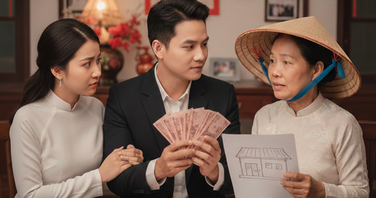 Chồng mới cưới muốn đưa hết tiền mừng cho mẹ kinh doanh