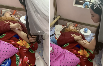 Nghẹn ngào khoảnh khắc bà nội 90 tuổi khóc khi nằm tiễn cháu gái về nhà chồng