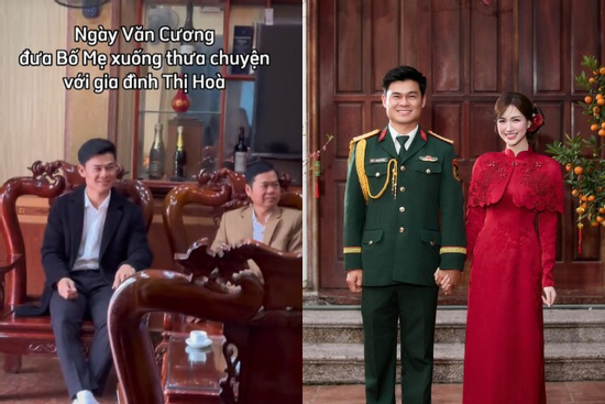 Hòa Minzy khoe clip gia đình Đại úy Thăng Văn Cương sang nhà 'thưa chuyện'