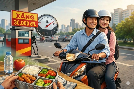 Xăng đắt, tôi đi chung xe với đồng nghiệp, mang cơm tự nấu để tiết kiệm