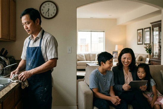 Bỏ việc nhà nước về làm nội trợ, ông bố lặng người trước câu nói của con trai