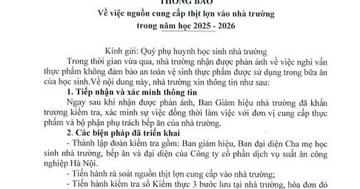 Phụ huynh cắt cơm bán trú sau vụ 300 tấn thịt lợn bệnh được đưa vào trường học