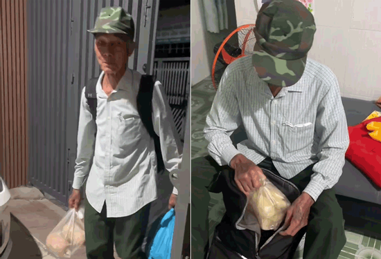 Hình ảnh ông bố 70 tuổi vượt 200km lên thăm con gái, đem theo ba lô rau, trứng khiến ai xem cũng rưng rưng nước mắt