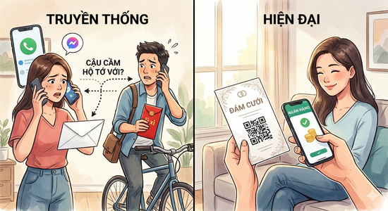 Mã QR ngân hàng trên thiệp cưới giúp khách đỡ phải 'gửi', có gì mà vô duyên?