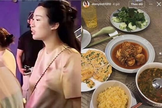 Hoa hậu Đỗ Mỹ Linh khoe mâm cơm gia đình giản dị và lộ diện với bụng bầu
