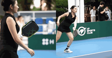 Mang thai đôi hơn 4 tháng, vợ Dương Khắc Linh vẫn đi đánh pickleball gây chú ý