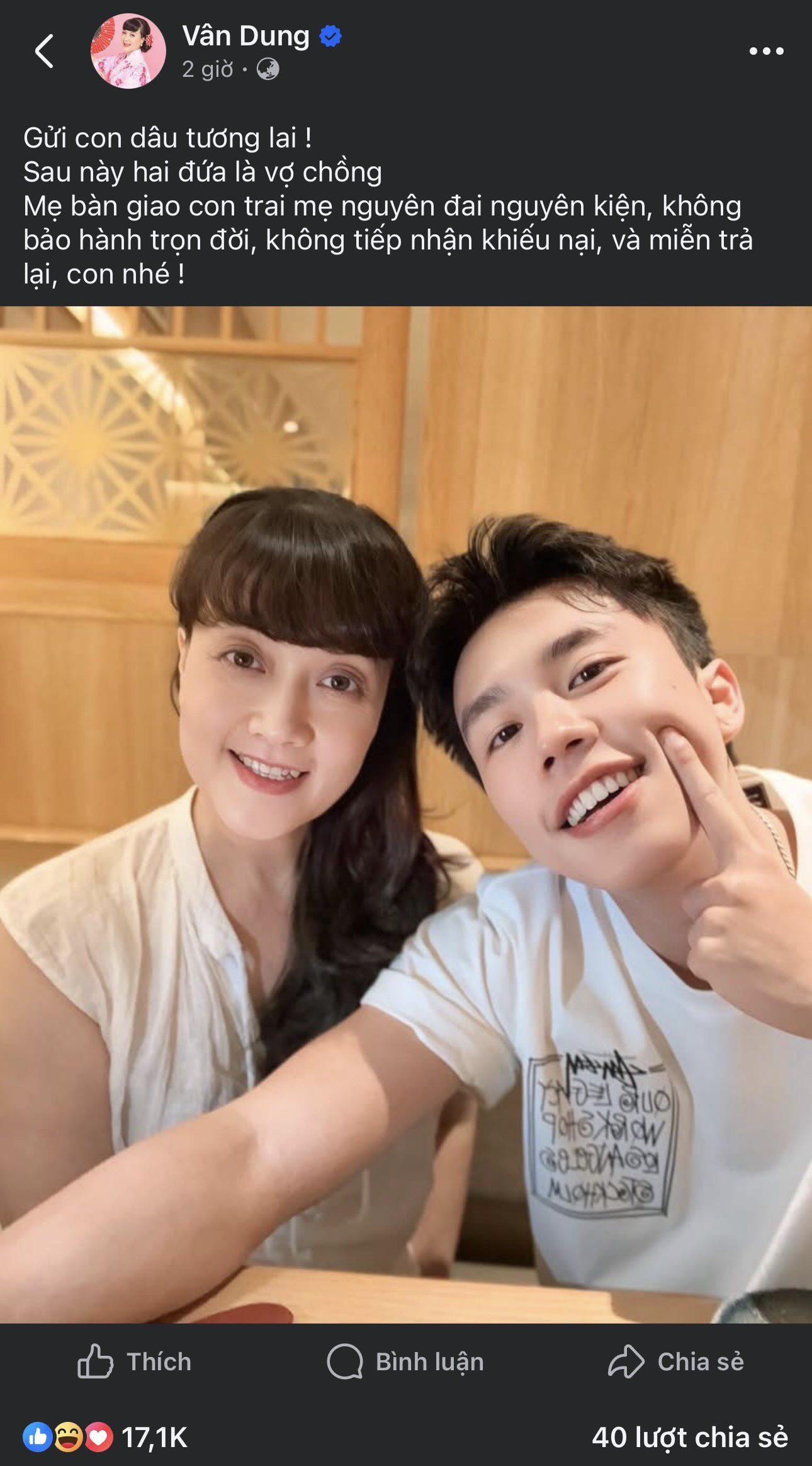 Vn Dung gy st vi mn p tr cc duyn v chuyn tnh cm ca con trai