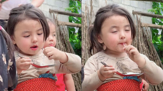 Vẻ thiên thần của em bé vùng cao khi mê mải ăn bún khiến dân mạng 'tan chảy'