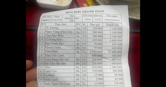 Chủ nhà hàng lên tiếng về hóa đơn hơn 50 triệu cho bữa hải sản