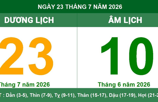 Lịch Âm Dương ngày 23/7/2026: Ngày cát lành phù hợp cho khởi sự và kinh doanh