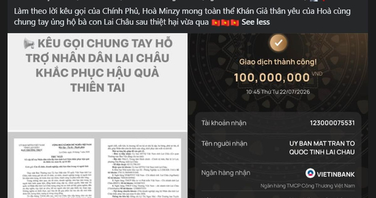 Hòa Minzy chung tay cứu trợ, đóng góp 100 triệu đồng sau thiên tai