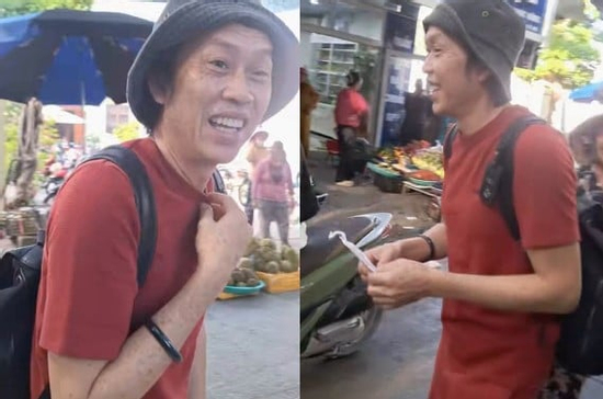 Hoài Linh đi dép lê, đeo balo ở chợ Lý Sơn