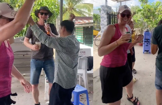 Du khách Tây đang đạp xe thì bị 'bắt cóc' vào đám giỗ miền Tây, quẩy cực sung