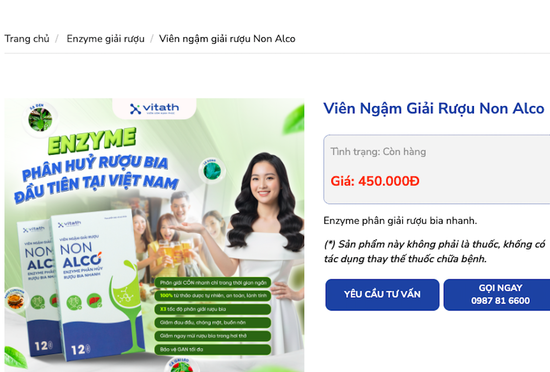 Bộ Y tế yêu cầu kiểm tra quảng cáo viên ngậm giải rượu Non Alco