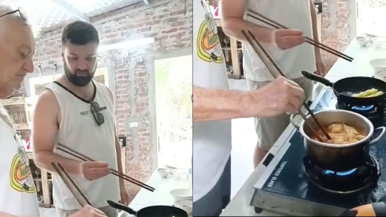 Xem khách Tây rán nem, sốt đậu, dân mạng trêu 'đi du lịch hay học lỏm nấu ăn'