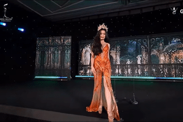 Hoa hậu Emoura Phạm bị vấp, bật tung vương miện tại Miss Grand International