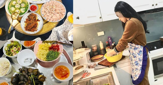 Dịp lễ không check-in sang chảnh, Phương Oanh gây sốt với mâm cơm nhà siêu thanh nhẹ